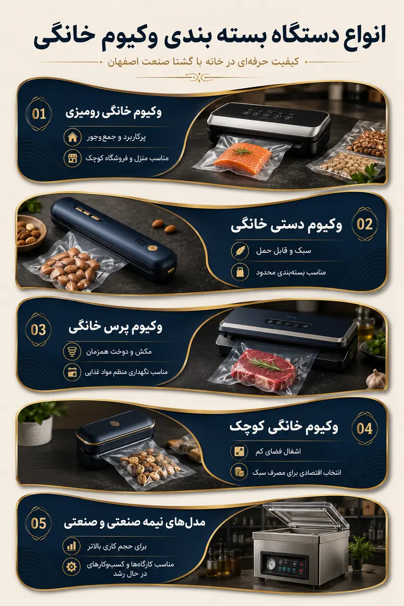 انواع دستگاه بسته بندی وکیوم خانگی