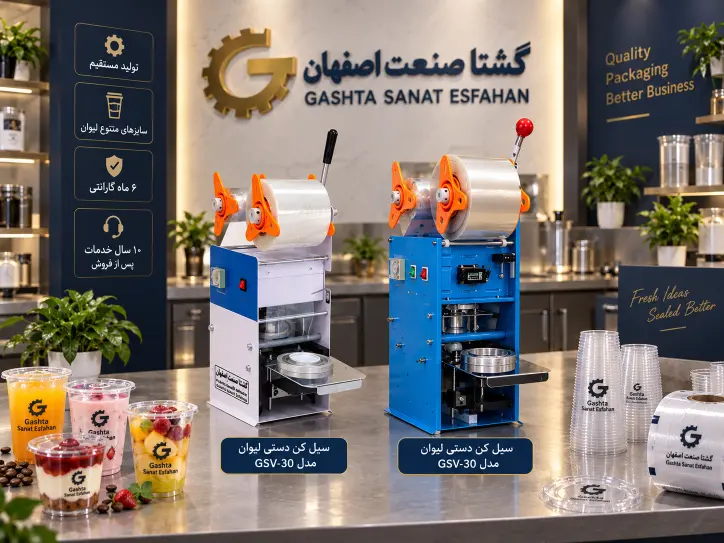 خرید دستگاه سیل کن لیوان دستی از گشتا صنعت