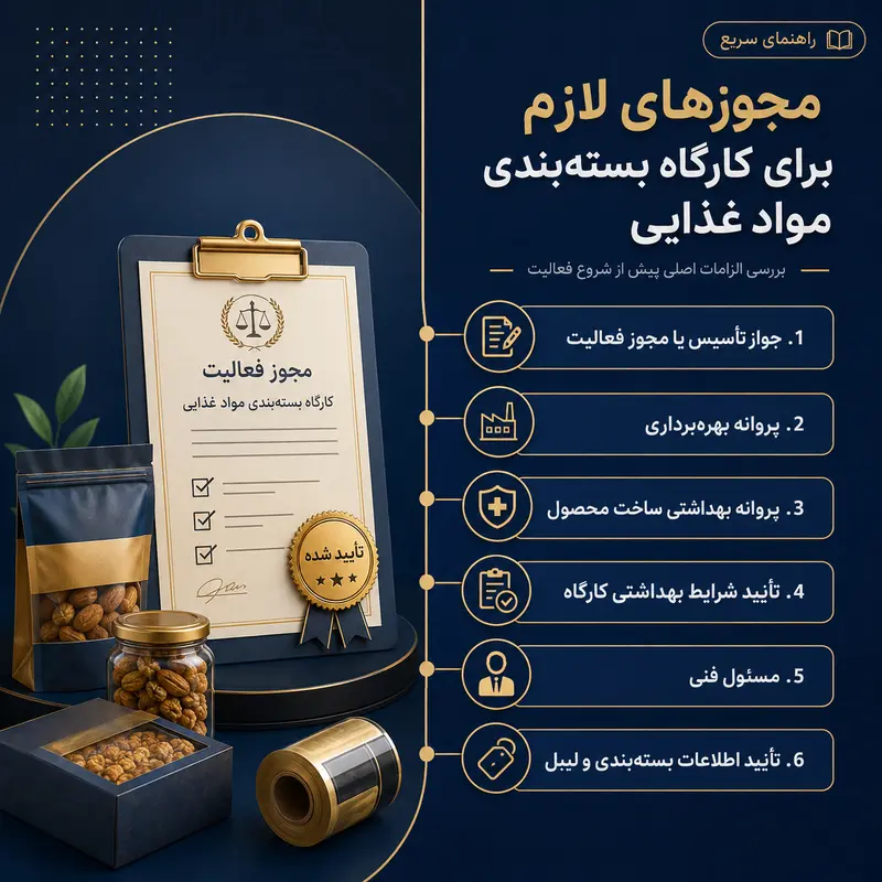 مجوز های لازم برای کارگاه بسته بندی مواد غذایی